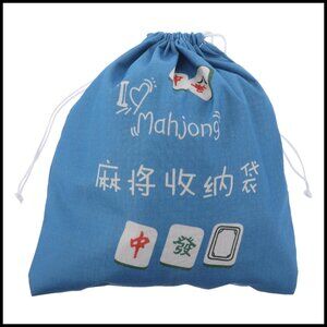 Thickened Fabric Drawstring Pouch Organizer for Mahjong Tiles Travel Storage